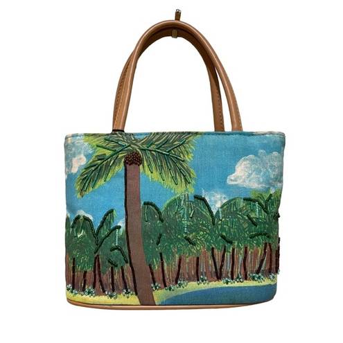 Bueno Vintage  Wearable Art Beaded Palm Tree Mini Bag Crossbody New