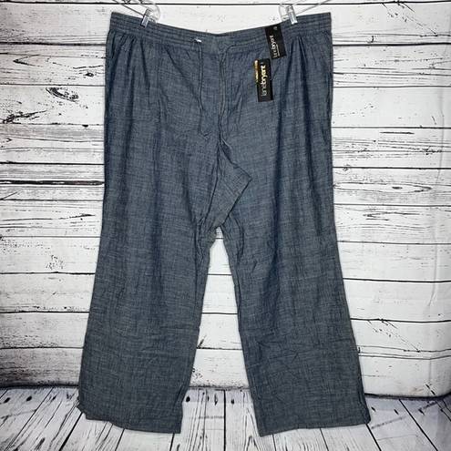 Lane Bryant  NWT Sz 28 Tall Chambray Blue Drawstring Elastic Waist Wide Leg Pants