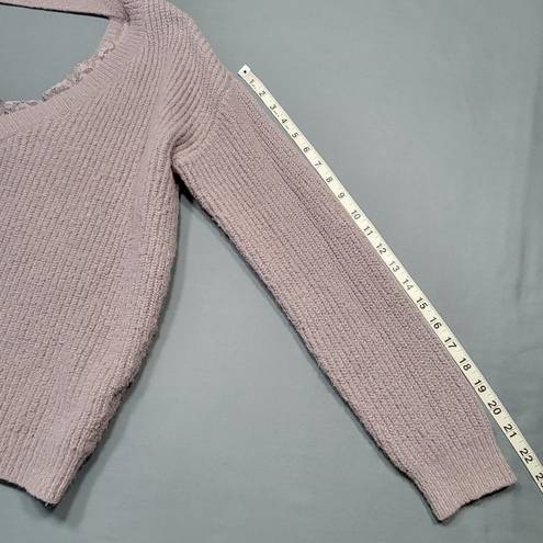 BKE red by  Women Sweater Size M Purple Preppy Lace Metallic Sparkle Long Sleeve