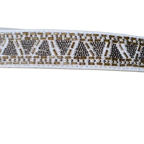 White House | Black Market  Beaded Studded Rhinestone snap button elastic belt sz S