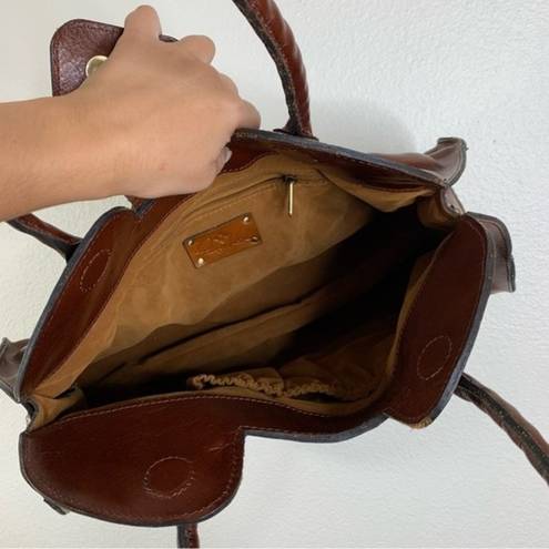 Patricia Nash  Lione Satchel Brown Leather Handbag