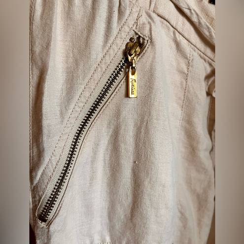 Guess By Marciano Ladies Khaki Drawstring Wide Leg Size Small Linen Pants