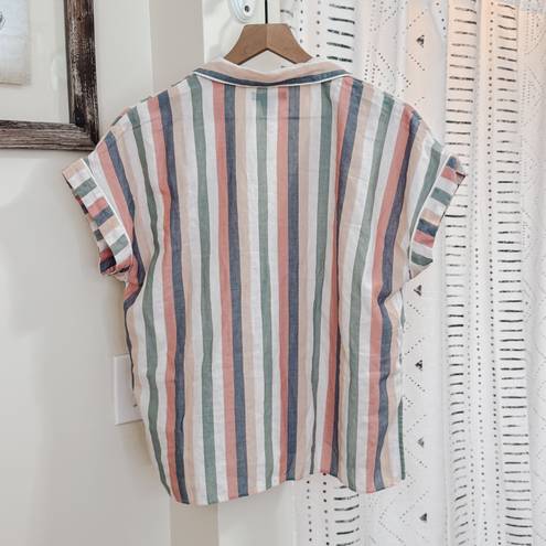 Madewell Blue And Pink Striped Pajama Shirt