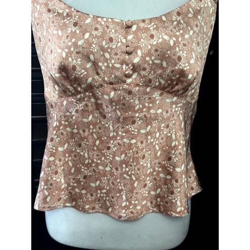 Treasure & Bond  Women's Pink Floral Satin Sleeveless Cap Sleeve Blouse S NWOT