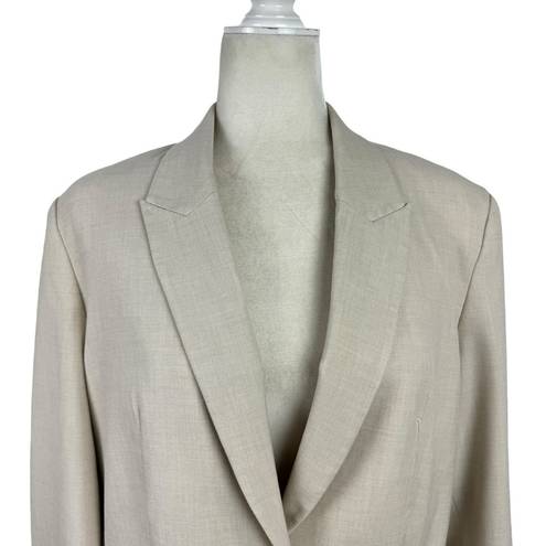 Oak + Fort  Oatmeal Oversized Single Breasted One Button Blazer Flap Pocket SZ M