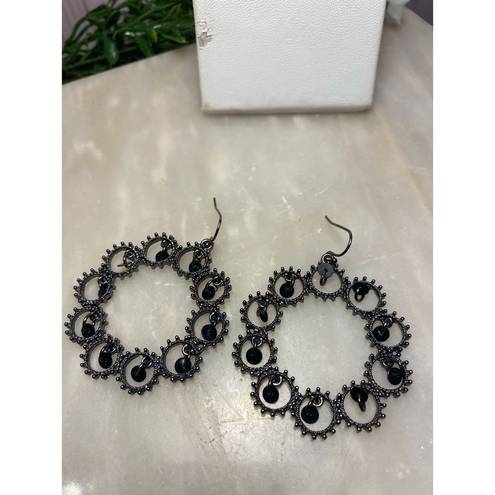 Black Bead Black-Tone with  Wire circle Earrings