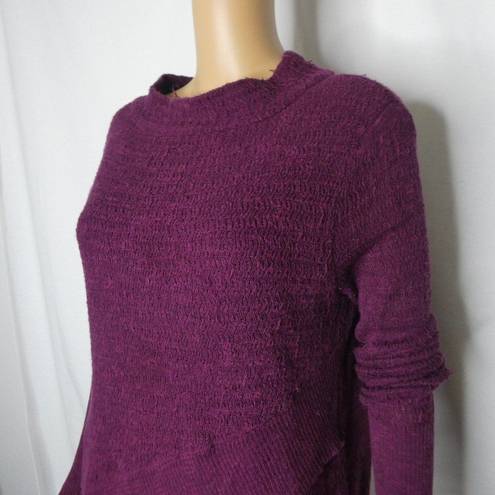 Free People  Mock Neck Wrap Boho Sweater Plum Small