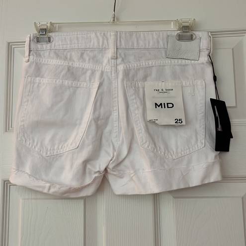 Rag and Bone  Rosa Mid-Rise Boyfriend 5" Short - Bright White Size 25