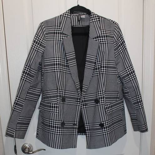 Divided Black & White checkered Blazer button down Jacket Sz S