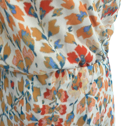 Haute Hippie Orange Blossom Silk Wrap Floral V-Neck Summer Dress Women Sz L