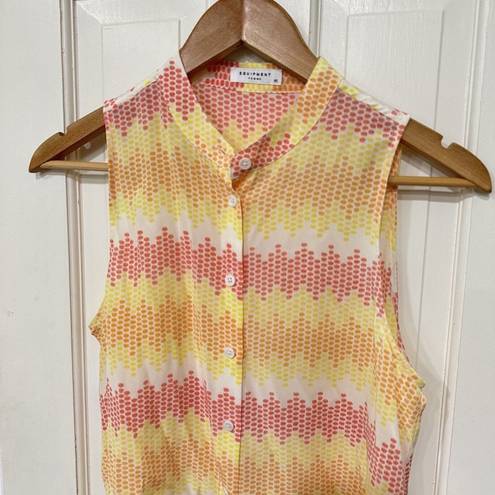 Equipment Women’s  Femme 100% Silk Dot Tank Top Button Down Size XS