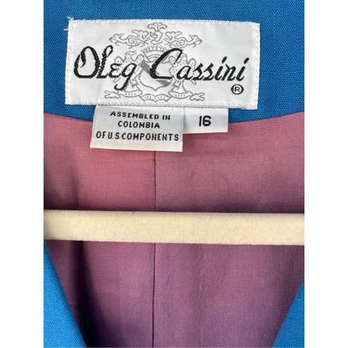 Oleg Cassini 0951 ’80s Excess Vintage  Blue Blazer Jacket Size 16 XL