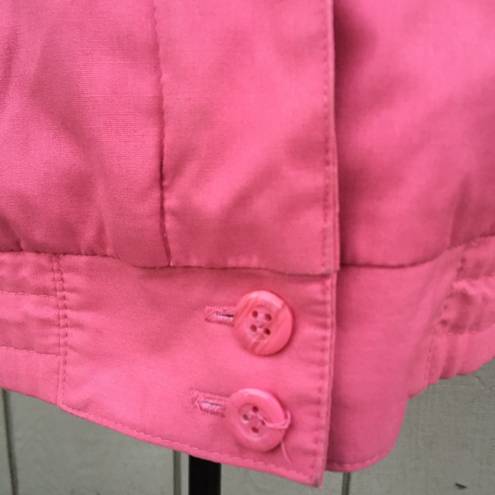 London Fog Vintage 80s  Coral Pink Zip Up Vented Windbreaker High Gathered Neck 6