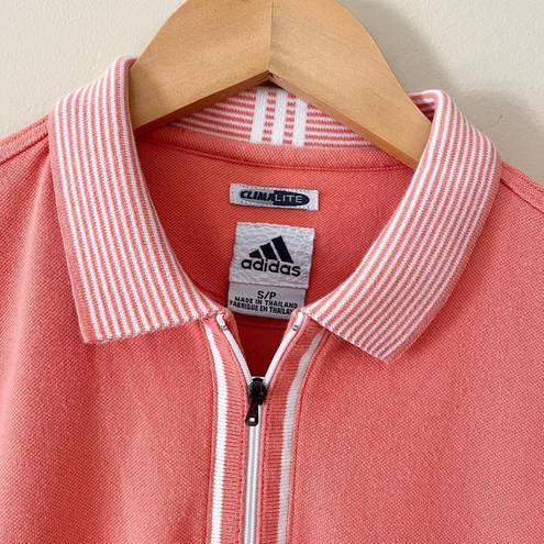 Adidas  Climalite Orange Polo Zip Golf Shirt Size Small