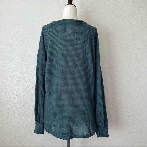 Umgee  Green Waffle Knit Oversized Sweater