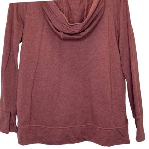 Garnet Hill  Women's Light Burgundy Hoodie V-Neck Sweatshirt Size XS