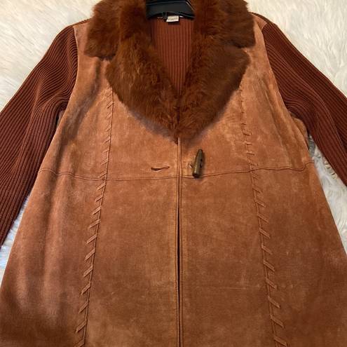 Peter Nygard NYGARD  Beautiful Leather and Dyed Rabbit Jacket size M 10-12