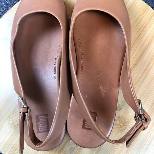 FitFlop  Sarita Slingbacks Flats Womens Size 8.5 Brown Leather Comfort Shoes