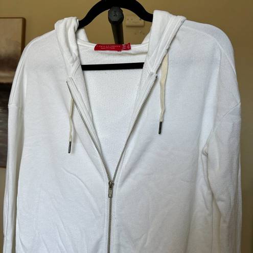 n:philanthropy N philantrophy white hooded long zip up oversized distressed hem size XS