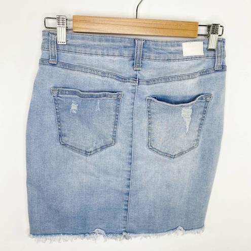 Celebrity Pink  Light Wash Blue Denim Raw Hem Mini Skirt Women's Size 1/25