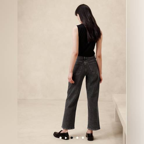 Banana Republic High Rise Wide Leg Crop Black Denim Jeans, Size 26