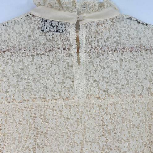 Tuckernuck  Womens Rosalee Cream Lace Ruffle Blouse Medium