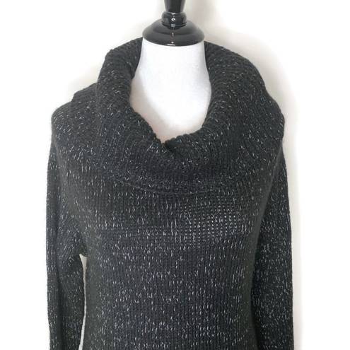 DKNY  Black‎ Turtleneck Sweater Long Sleeve Knit Metallic Silver Womens Size S