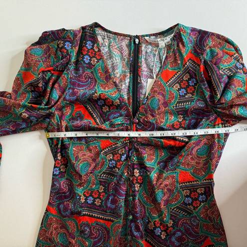 Veronica Beard NWT  Simmons Paisley Floral Silk Blend Top Flame Red Multi Size 10