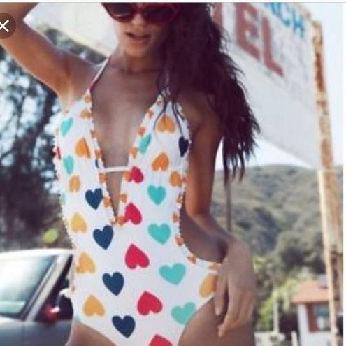 Wildfox  Swim Vintage Heart Rifle One Piece Bathing Suit nwot