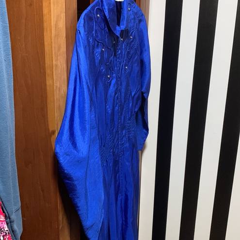 One Piece Vintage 1980s Royal Blue  Windbreaker Pants Jumpsuit 6P/ Small EUC