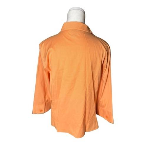 Coldwater Creek  Women’s Orange‎ Gingham Blouse Button Up Shirt