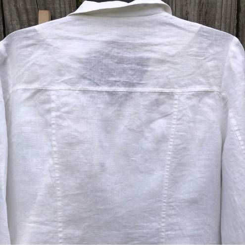 Guess  LOS ANGELES White Linen Crop Moto Zippered Jacket L