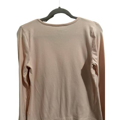 J.Jill  Women’s Medium Petite Light Pink Long Sleeve V-Neck Tee