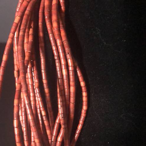 Coldwater Creek Cold water creek red/orange beaded multi strand necklace