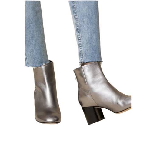 Rag and Bone  Drea Gunmetal Metallic Silver Leather Boots EUR 35 US 5