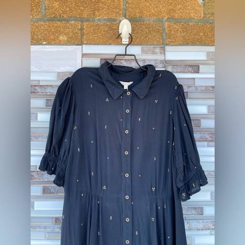 Monsoon  Embroidered Spot Shirt Dress in blue Large