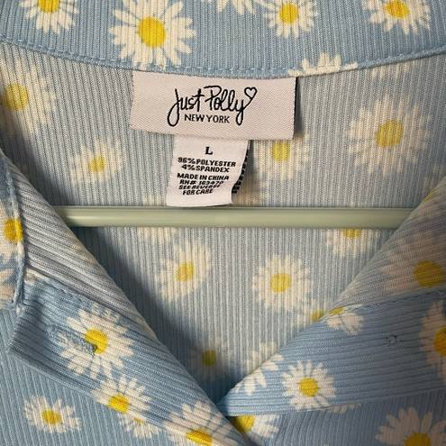 Daisy Just Polly  Print Ribbed Collared Button Down Size Large