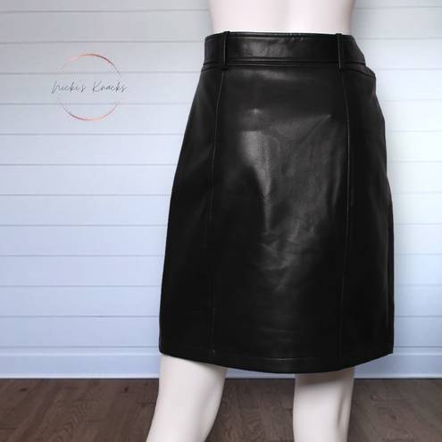 Bagatelle  Black Faux Leather Belted Bow Front Mini Skirt Size XS