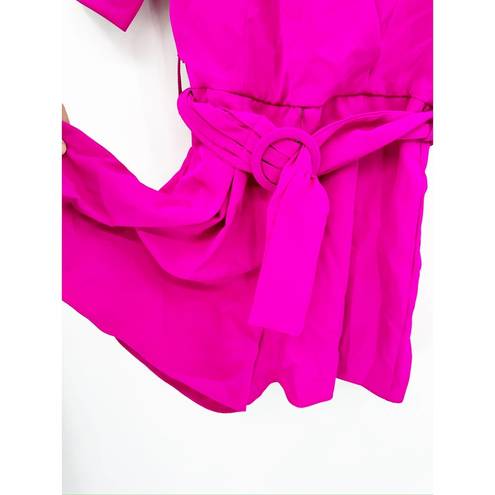 Black Halo  Maricopa Vibrant Pink Puff Sleeve Belted Mini Dress Size 4