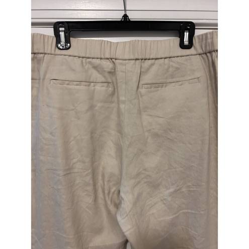 J.Jill  Linen Stretch Pants Womens Large Wide Leg Tan Elastic Waist Pockets