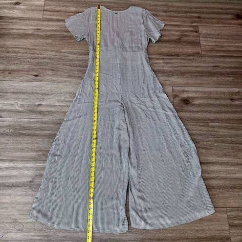 O'Neill  Women's Gray & White Wide Legs Cropped Length Jumpsuit Size Small