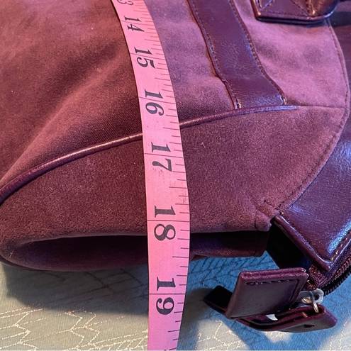 Estée Lauder  plum Microsuede 18” satchel/tote bag with matching make-up bag