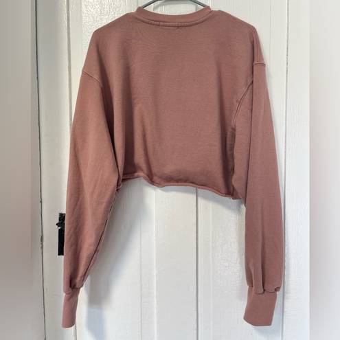 Good American  Pink Mauve cropped sweatshirt with ribbed side panels size med