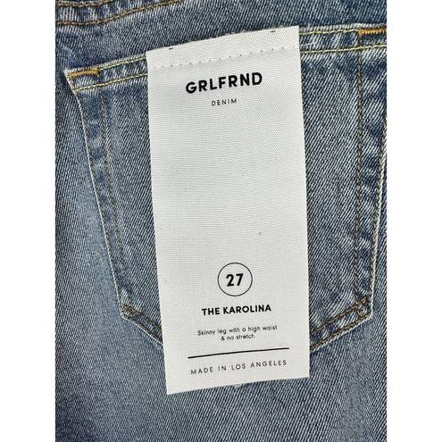 GRLFRND Denim Karolina High Rise Distressed Blue Jeans Slim Straight Size 27 NWT