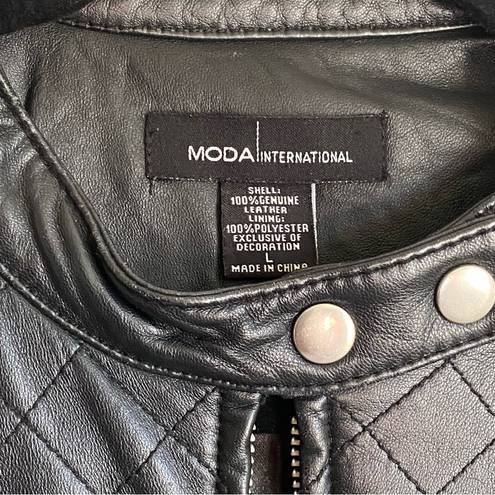 Moda Vintage  International Black Leather Motorcycle Jacket