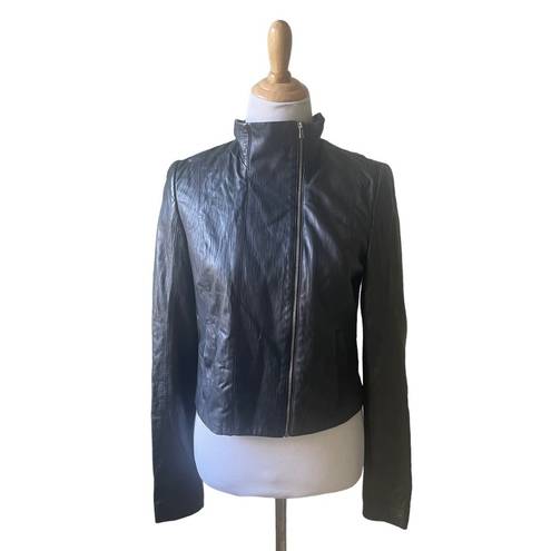 Kimberly  Ovitz Black Cropped Moto Leather Jacket Size 8