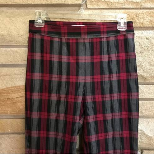 Alexander Wang T by  Grey and Red Plaid Fitted Zip Leggings Pants Size 2