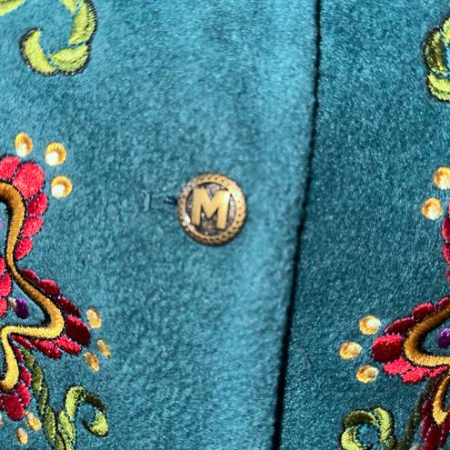 Bob Mackie Vintage  Wearable Art Embroidered Floral Fleece Jacket