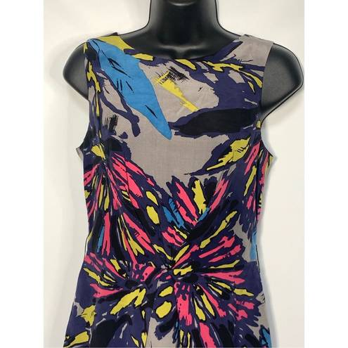 Trina Turk  Women's Abstract Floral Silk Lined Sleeveless Dress Multicolor Small