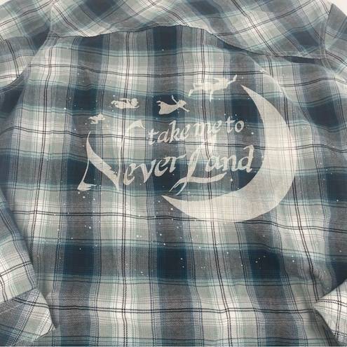 Disney  “Take Me To Neverland” Plaid Print Flannel Top